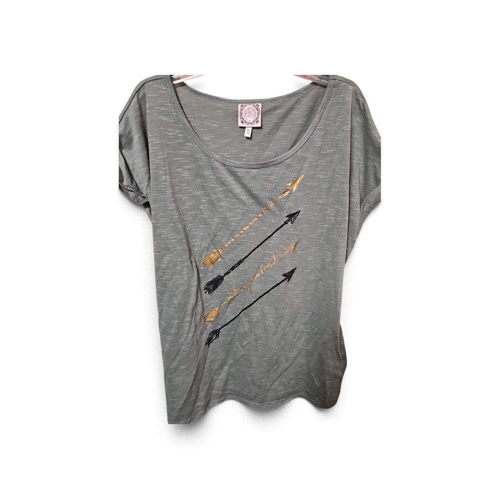 JS Collection Womens 2X Graphic T-Shirt Bundle Arrow Butterfly Slub Knit Tops